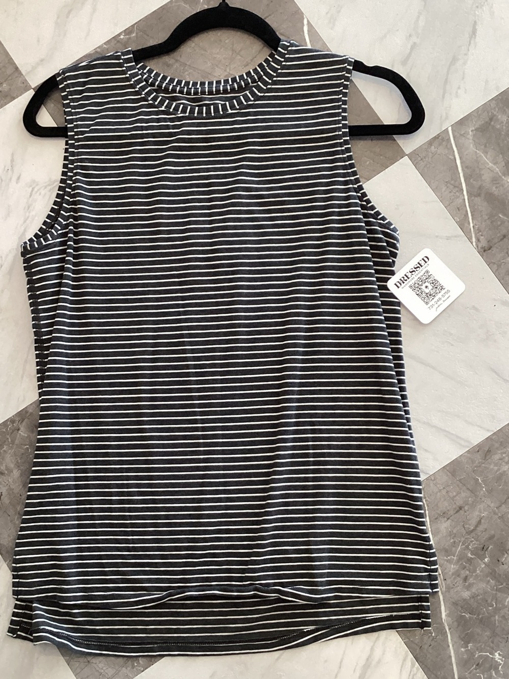 Sleeveless Striped Tank Top - Charcoal/White